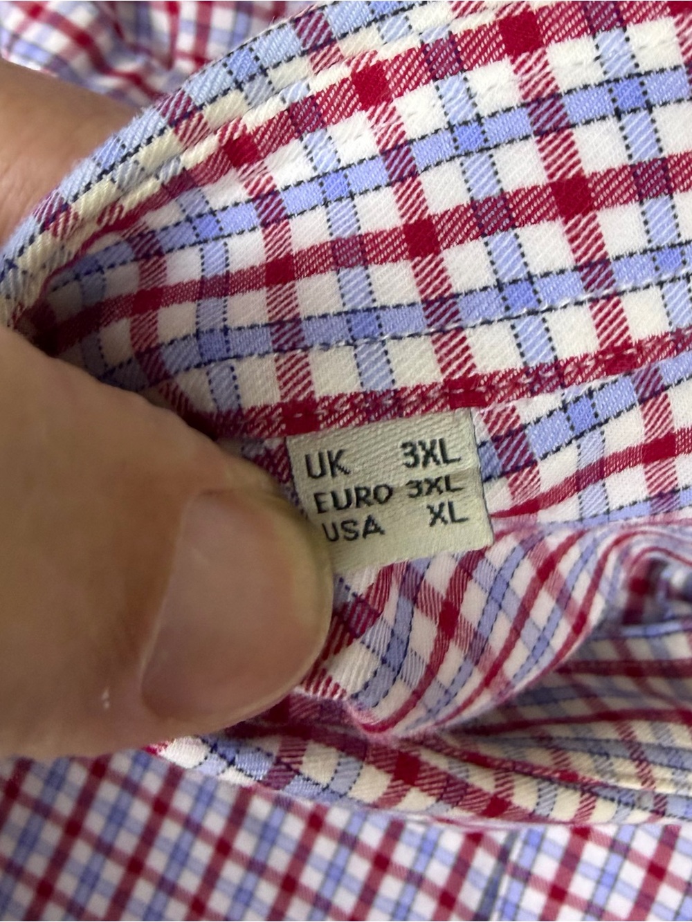 Barbour Shirt Men’s XL (Fits 3XL) Red and Blue Check Cotton Button-Up - Picture 4 of 9
